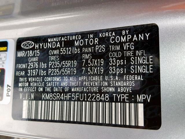2015 HYUNDAI SANTA FE GLS