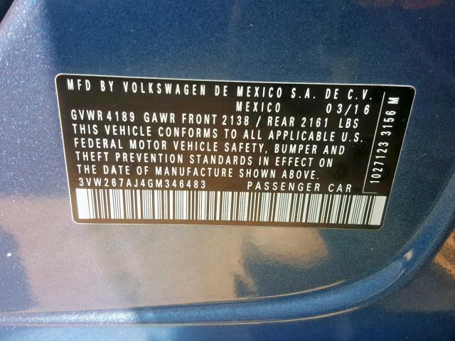 2016 VOLKSWAGEN JETTA S